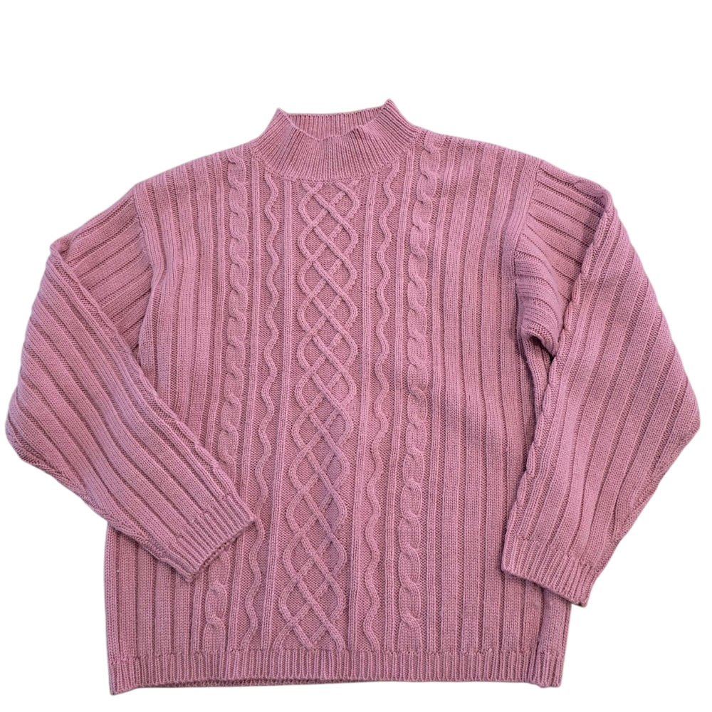 Alexis Reed Vintage Teal Long Sleeve Pullover Turtleneck Cable Knit Sweater M‎